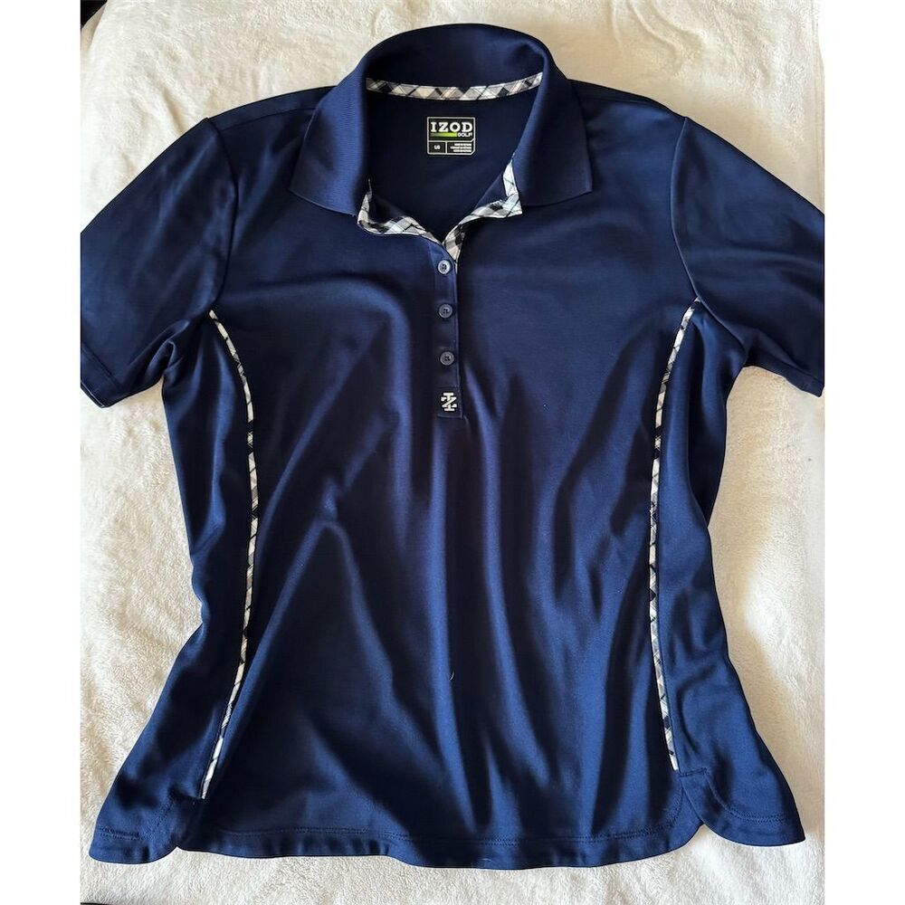 Izod Women's Short Sleeve Polo Shirt Blue Size M Casual Golf Top